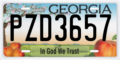 GA license plate PZD3657