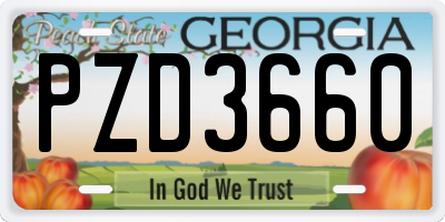 GA license plate PZD3660