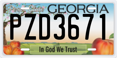GA license plate PZD3671