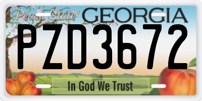 GA license plate PZD3672