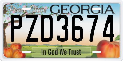 GA license plate PZD3674