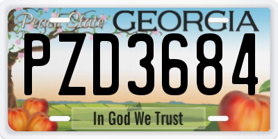GA license plate PZD3684