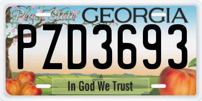 GA license plate PZD3693