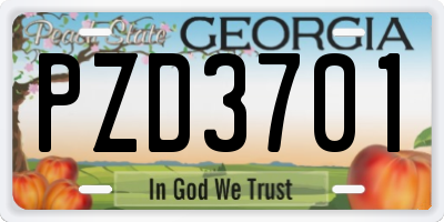 GA license plate PZD3701