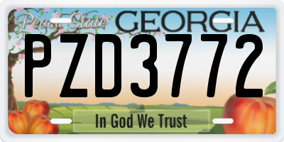 GA license plate PZD3772
