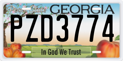 GA license plate PZD3774