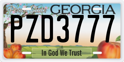 GA license plate PZD3777