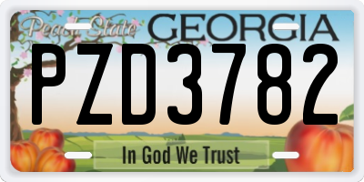 GA license plate PZD3782
