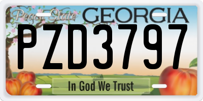 GA license plate PZD3797