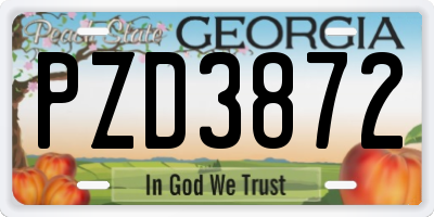 GA license plate PZD3872