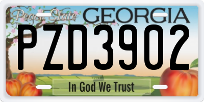 GA license plate PZD3902