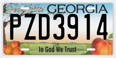 GA license plate PZD3914