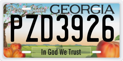 GA license plate PZD3926
