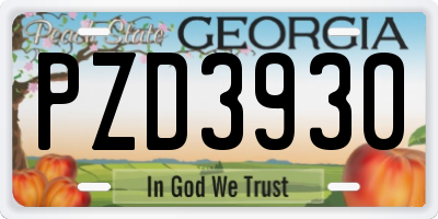 GA license plate PZD3930