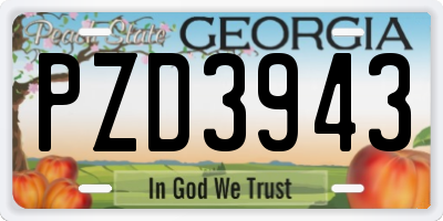 GA license plate PZD3943