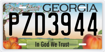 GA license plate PZD3944