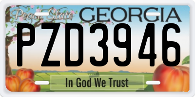 GA license plate PZD3946