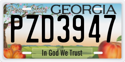 GA license plate PZD3947