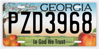 GA license plate PZD3968