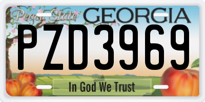 GA license plate PZD3969