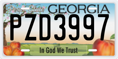 GA license plate PZD3997