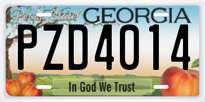 GA license plate PZD4014