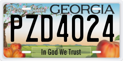 GA license plate PZD4024