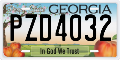 GA license plate PZD4032