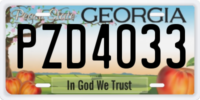 GA license plate PZD4033