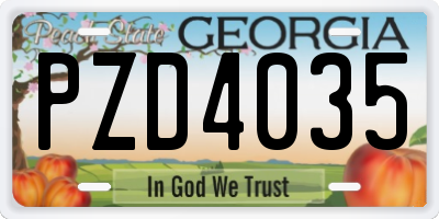 GA license plate PZD4035