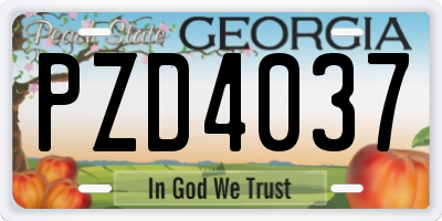 GA license plate PZD4037