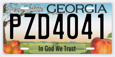 GA license plate PZD4041