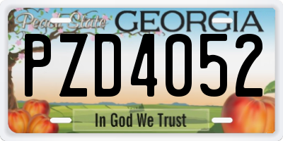 GA license plate PZD4052