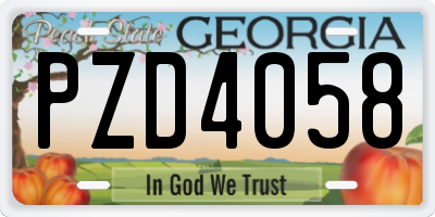 GA license plate PZD4058