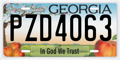 GA license plate PZD4063