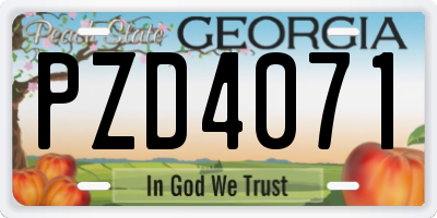 GA license plate PZD4071