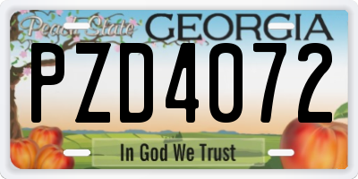 GA license plate PZD4072