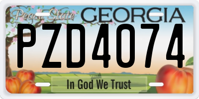 GA license plate PZD4074