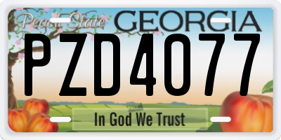 GA license plate PZD4077