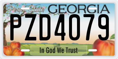 GA license plate PZD4079