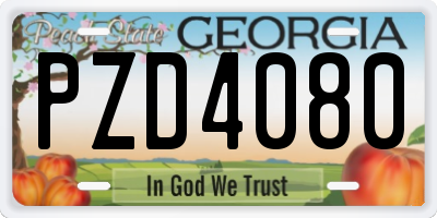 GA license plate PZD4080
