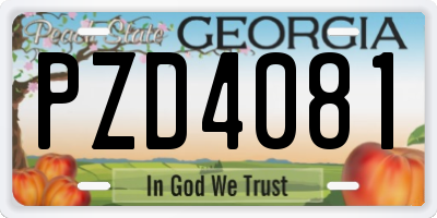 GA license plate PZD4081