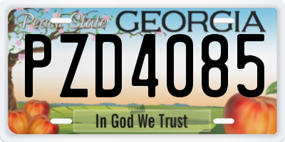 GA license plate PZD4085
