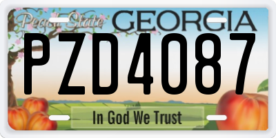 GA license plate PZD4087