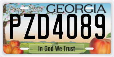 GA license plate PZD4089