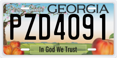 GA license plate PZD4091