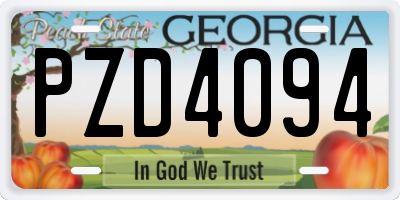 GA license plate PZD4094
