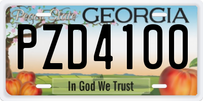 GA license plate PZD4100