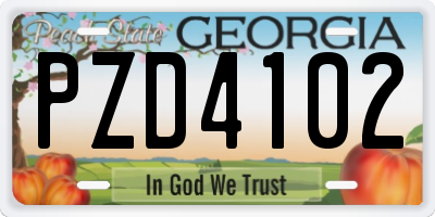 GA license plate PZD4102