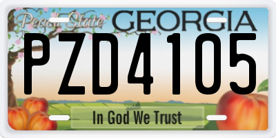 GA license plate PZD4105